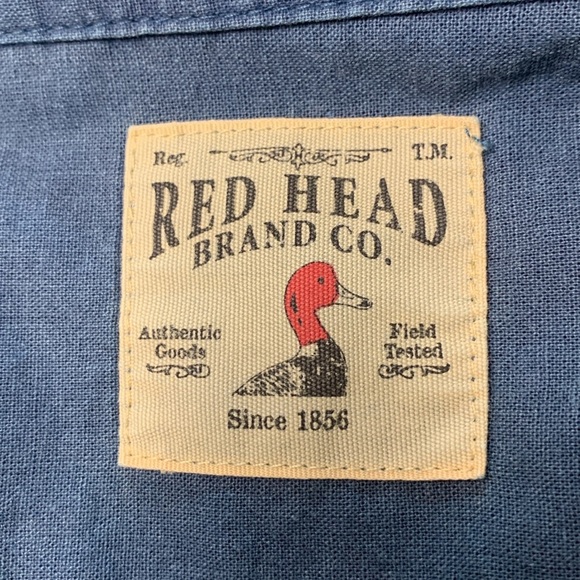 Red Head Mens Short Sleeve 100% Cotton Button Up Shirt, Blue - Picture 10 of 13